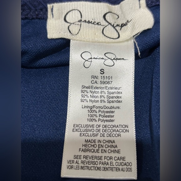 Jessica Simpson navy one pieces swimsuit skirted retro look S Small - Picture 6 of 7